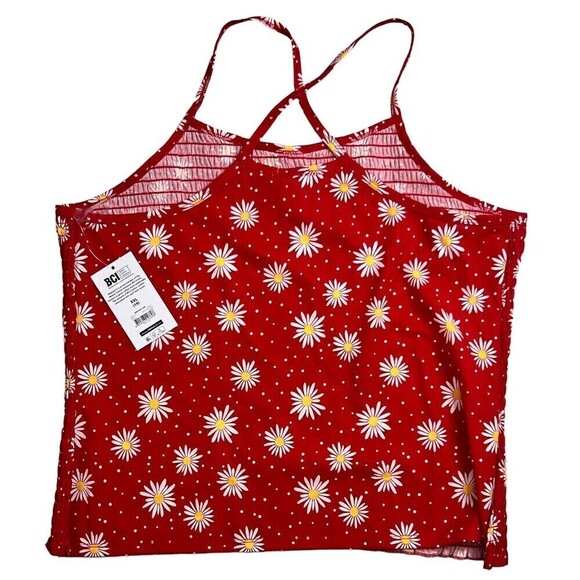 No Boundaries Boho Hippie Tank Top Scrunch Criss Cross Red Sunflowers XXL - Picture 4 of 5